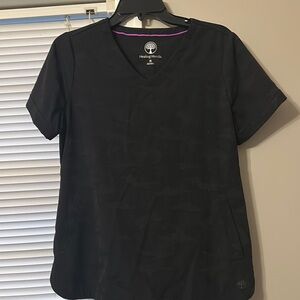 Healing Hands Black Camouflage Print Scrub Top